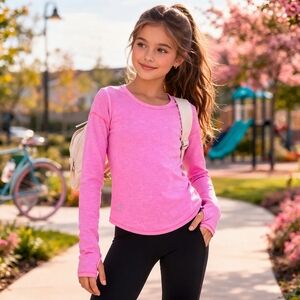 Ivivva Pink Long Sleeve Top Kids Athletic Yoga Tee Thumbhole Activewear